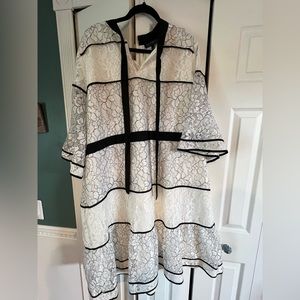 B&W All-Occasion Dress, Lace, Tie Neck, Unique